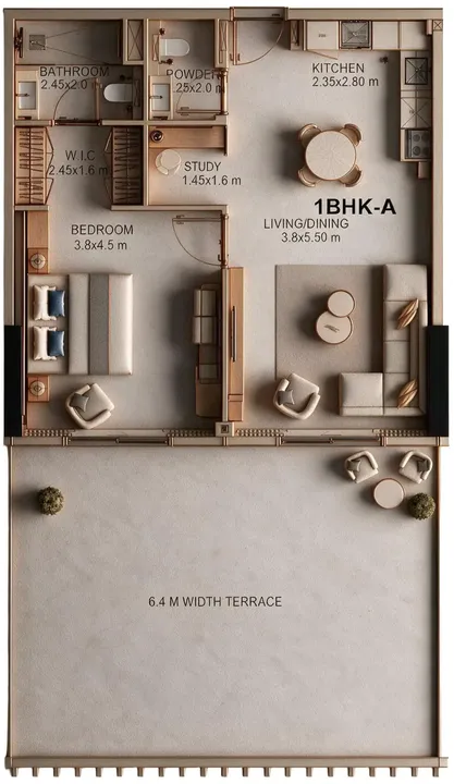 1 BR floor plan