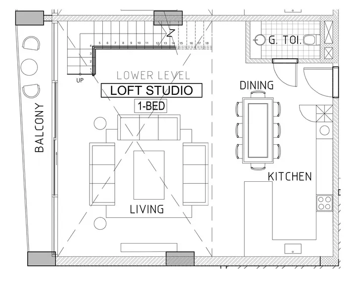 1 BR floor plan
