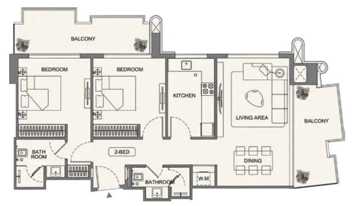 2 BR floor plan
