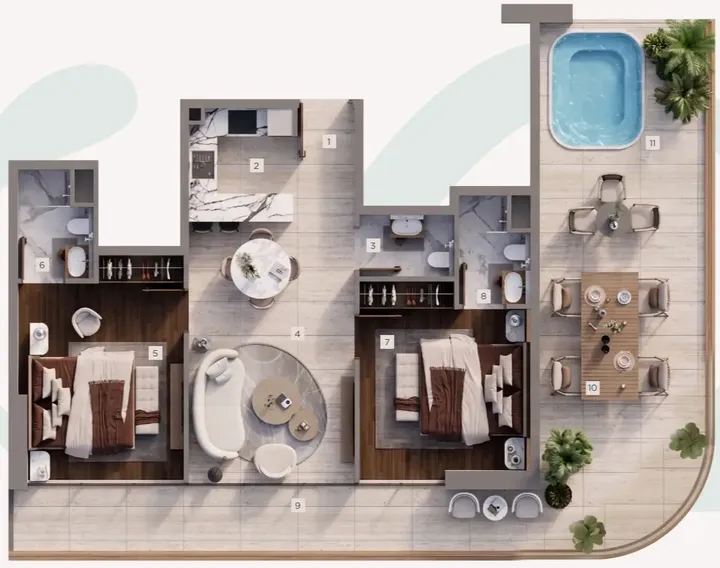 2 BR floor plan