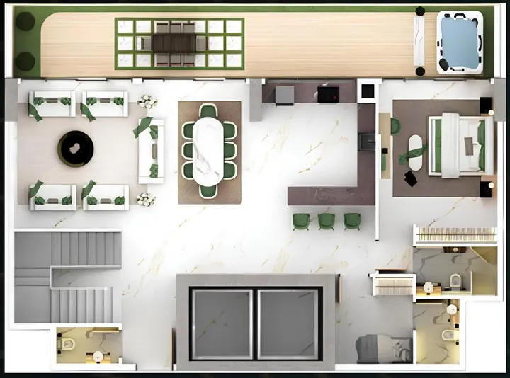3 BR floor plan