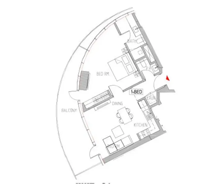 1 BR floor plan