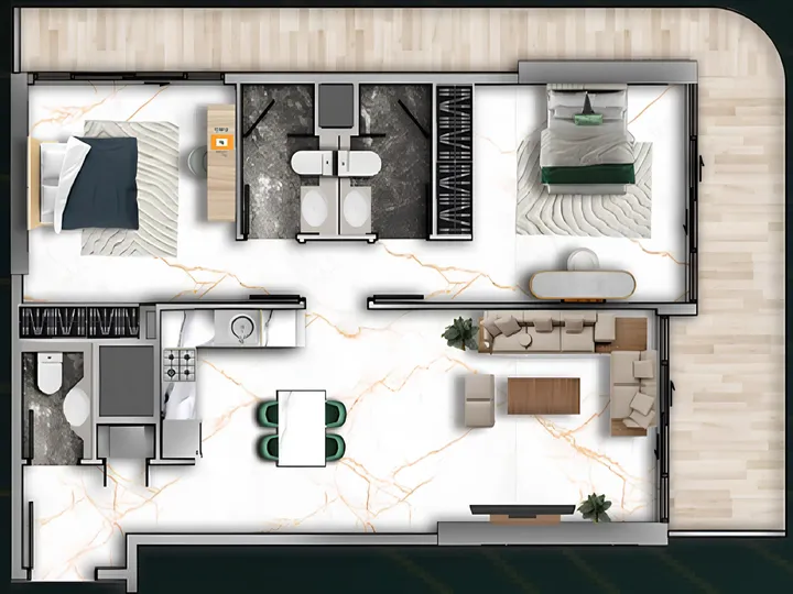 2 BR floor plan