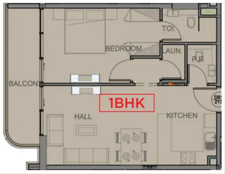 1 BR floor plan