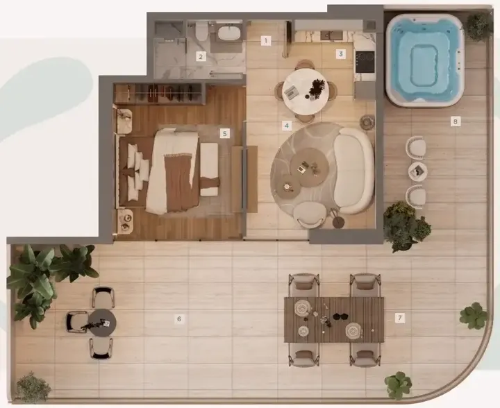1 BR floor plan
