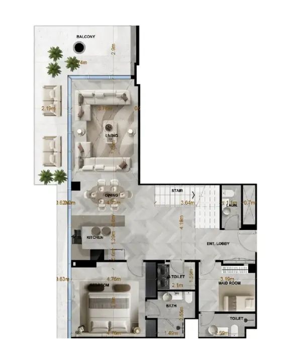3 BR floor plan