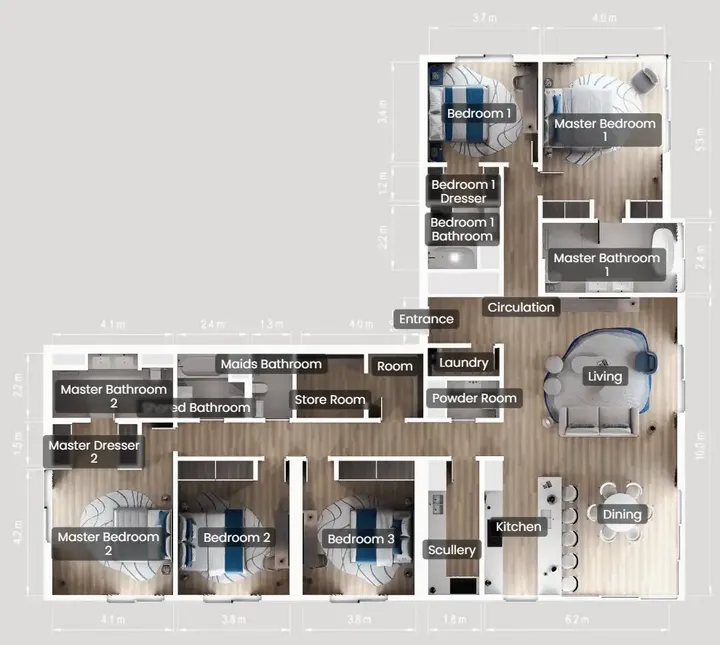 5 BR floor plan