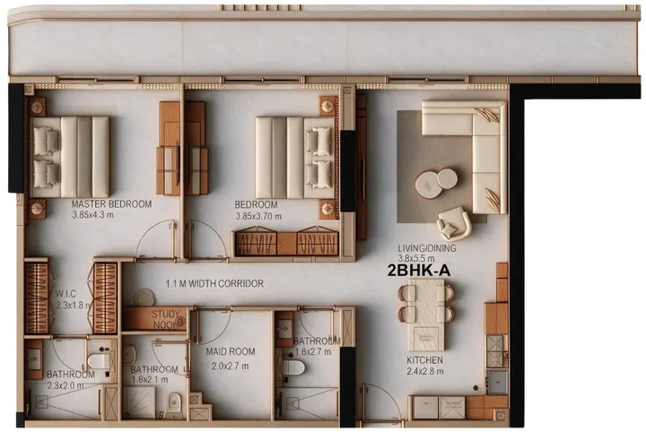 2 BR floor plan