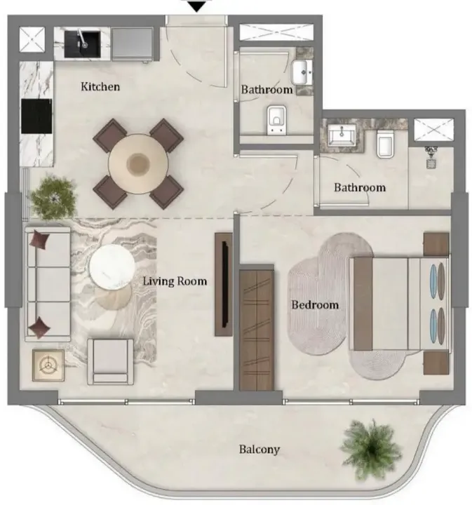 1 BR floor plan