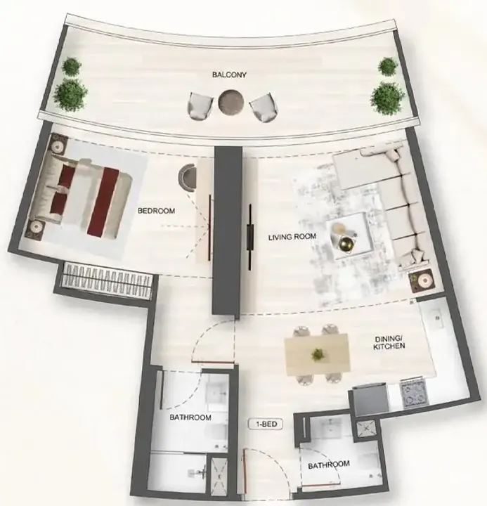 1 BR floor plan