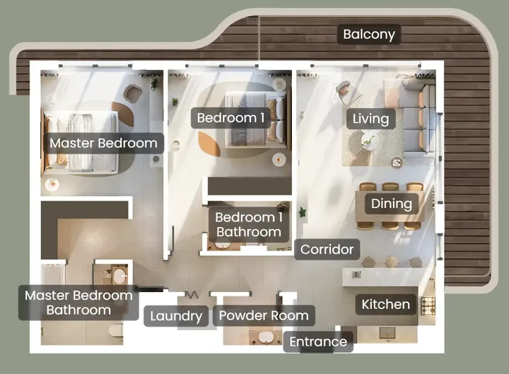 2 BR floor plan