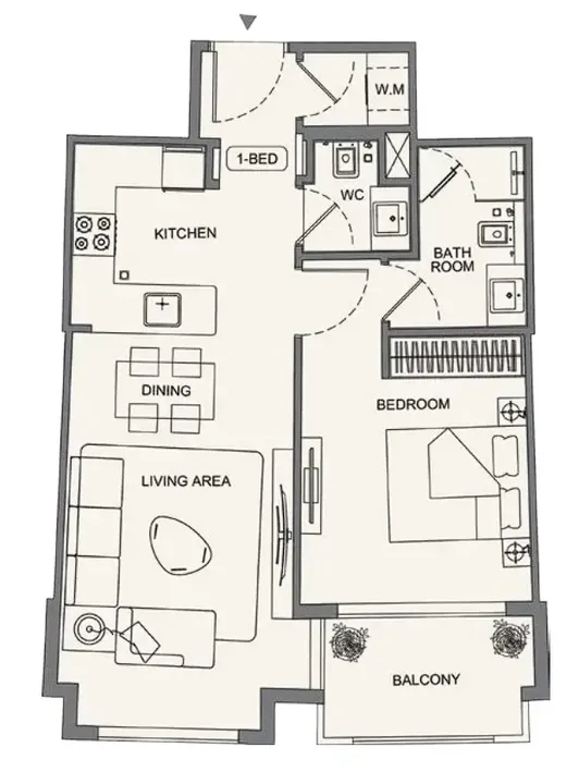 1 BR floor plan