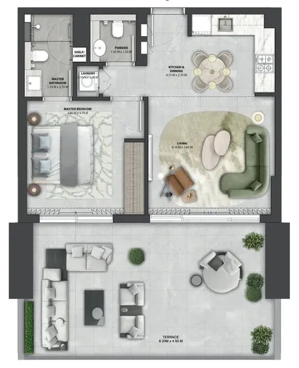 1 BR floor plan