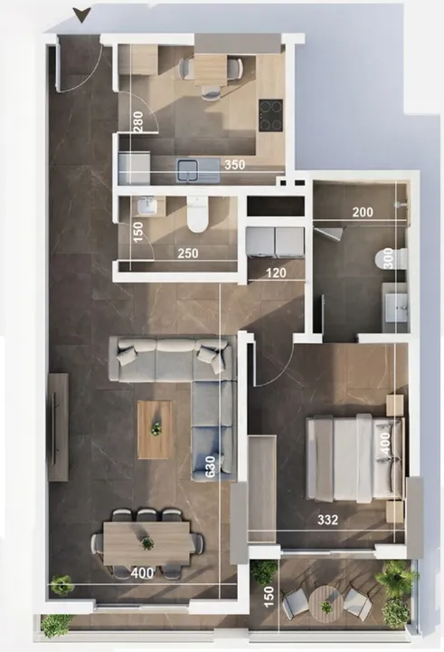 1 BR floor plan