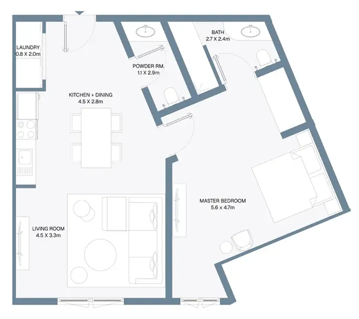 1 BR floor plan