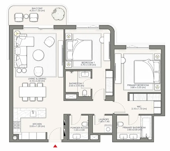 2 BR floor plan
