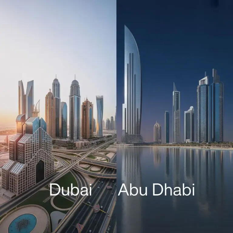 Dubai vs Abu Dhabi real estate: two markets, two strategies 1 Dubai and Abu Dhabi skyline comparison